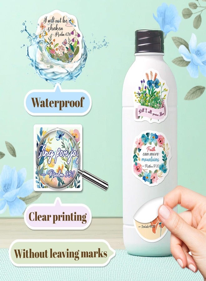 WAKEMOODEI 200PCS Bible Verse Stickers, Christian Jesus Faith Stickers, Floral Religious Scripture Vinyl Decals for Laptop Journal Prayer Board Water Bottle, Bible Study Supplies - Image 2